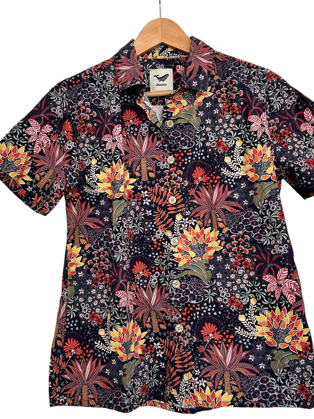 Yiume floral short sleeve Hawaiian navy shirt sz M - Picture 2 of 6